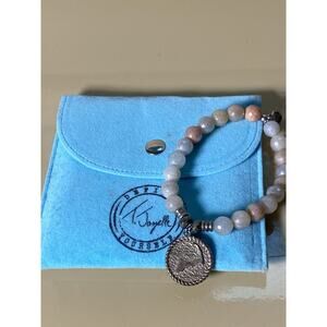 T Jazelle Semi-precious Stretch Bracelet With Massachusetts Charm